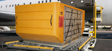 ULD Container being loaded, ULD Container, Air Cargo Container being Loaded, Air Freight Container being loaded, ULD Container going onto a plane